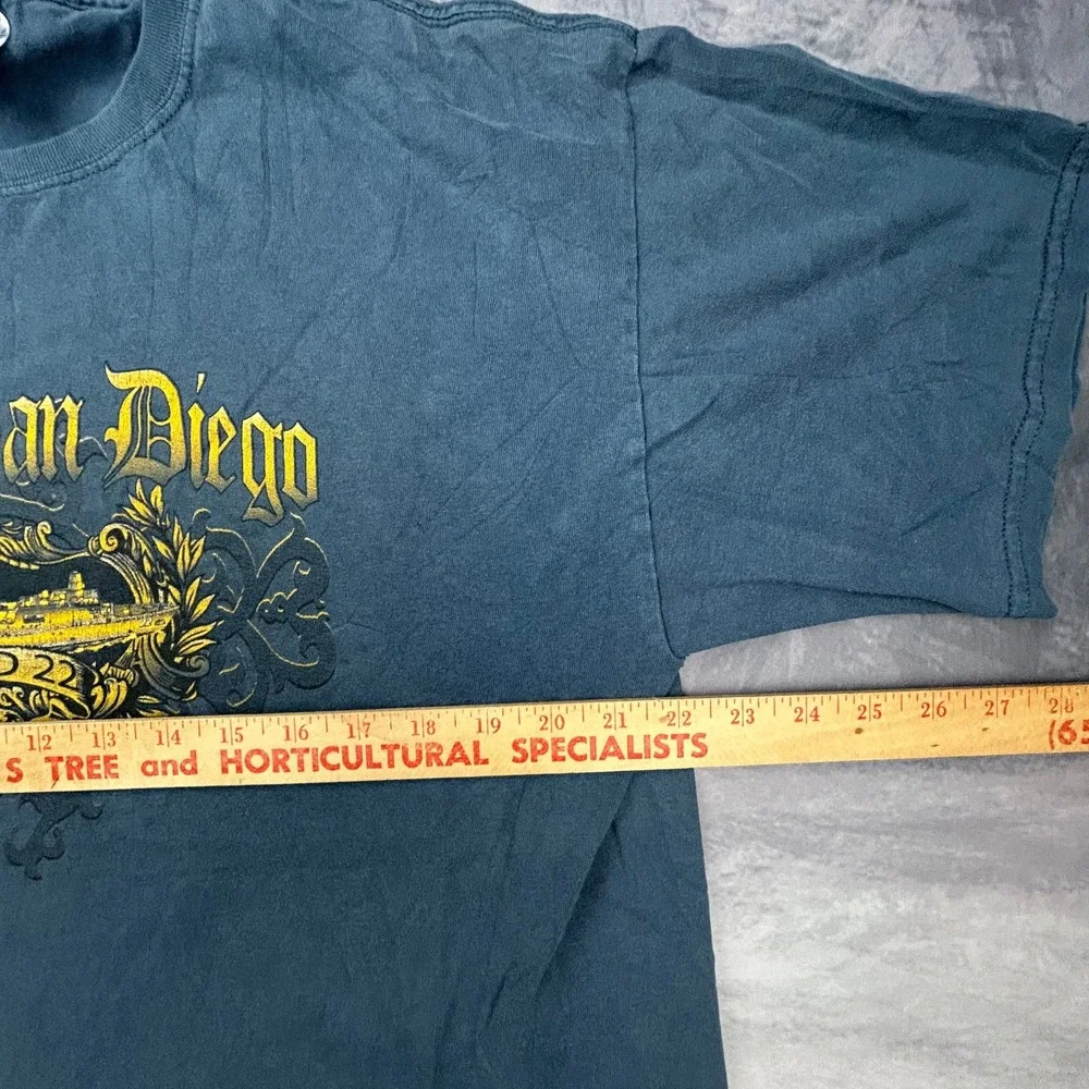 Vintage USS San Diego LPD 22 Graphic T-Shirt XL Navy Blue Y2K Gildan Boxy Fit